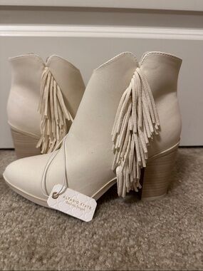 Altar'd State Cream Fringe Western Ankle Boots
